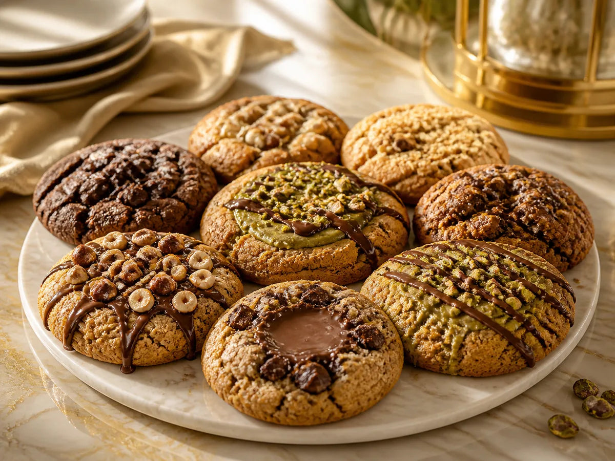Bandeja de catering con variedades de galletas artesanales